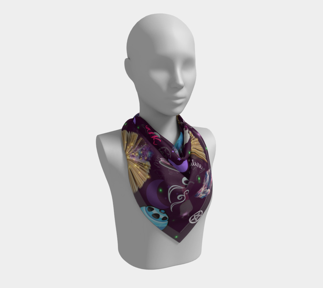 WK #ModernWitchLife Purple Print Big Square Silk Scarf preview #2