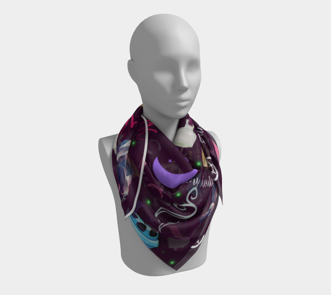 WK #ModernWitchLife Purple Print Big Square Silk Scarf preview #3
