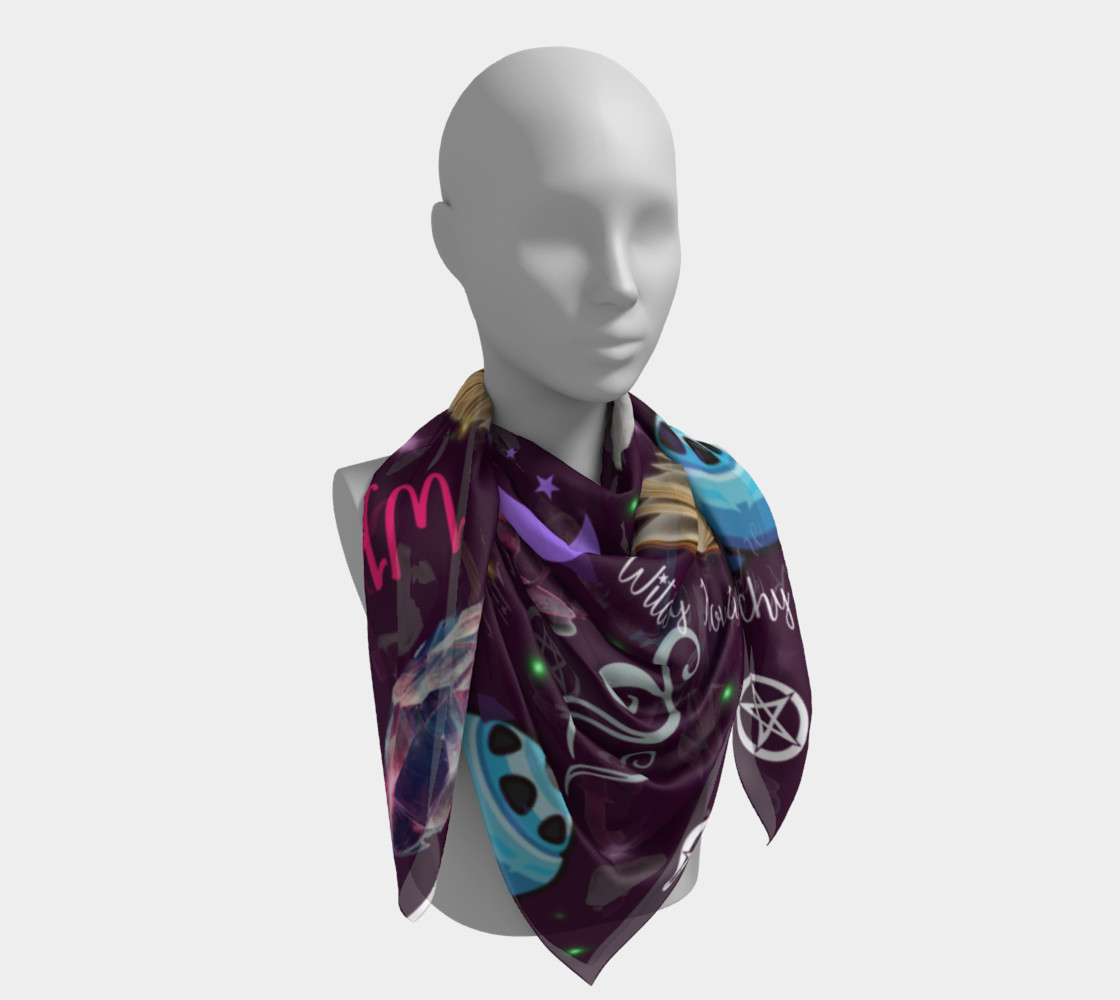 WK #ModernWitchLife Purple Print Big Square Silk Scarf preview #4