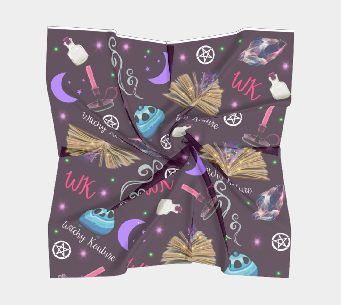 WK #ModernWitchLife Purple Print Big Square Silk Scarf preview #5