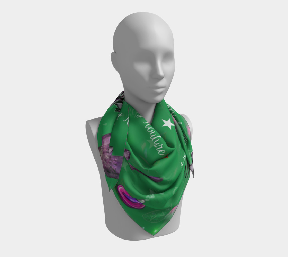 WK #ModernWitchLife Green Print Big Square Silk Scarf preview #3