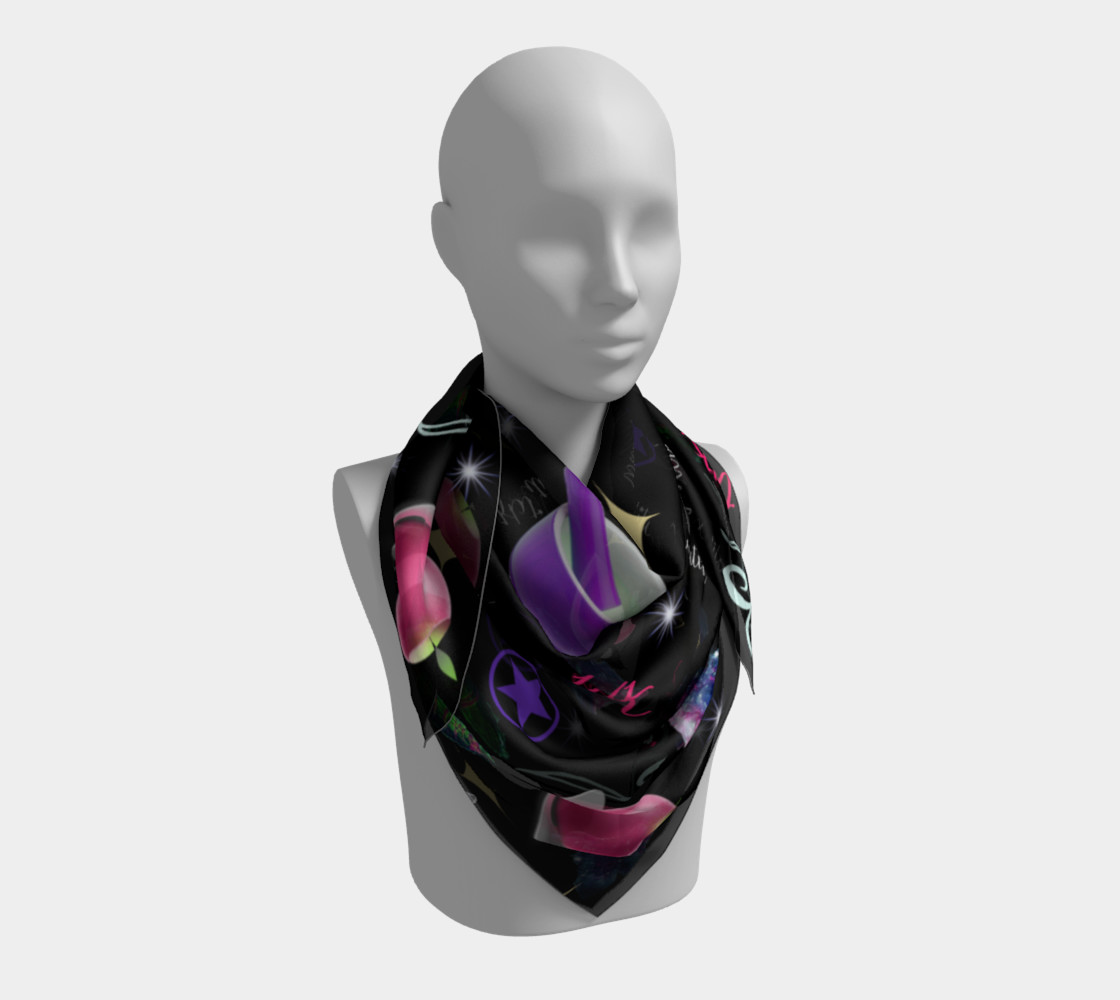 WK #ModernWitchLife Black Print Big Square Silk Scarf preview #3