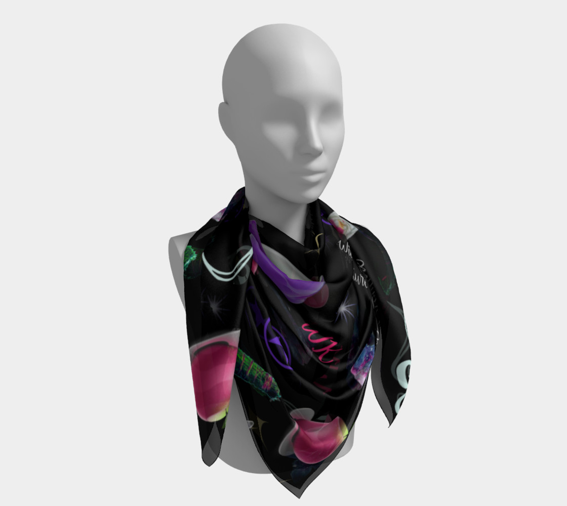 WK #ModernWitchLife Black Print Big Square Silk Scarf preview #4