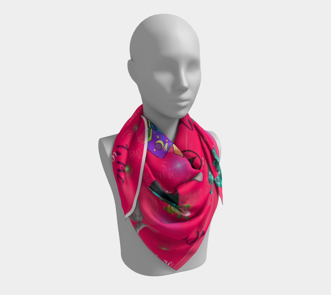 WK #ModernWitchLife Pink Print Big Square Silk Scarf preview #3