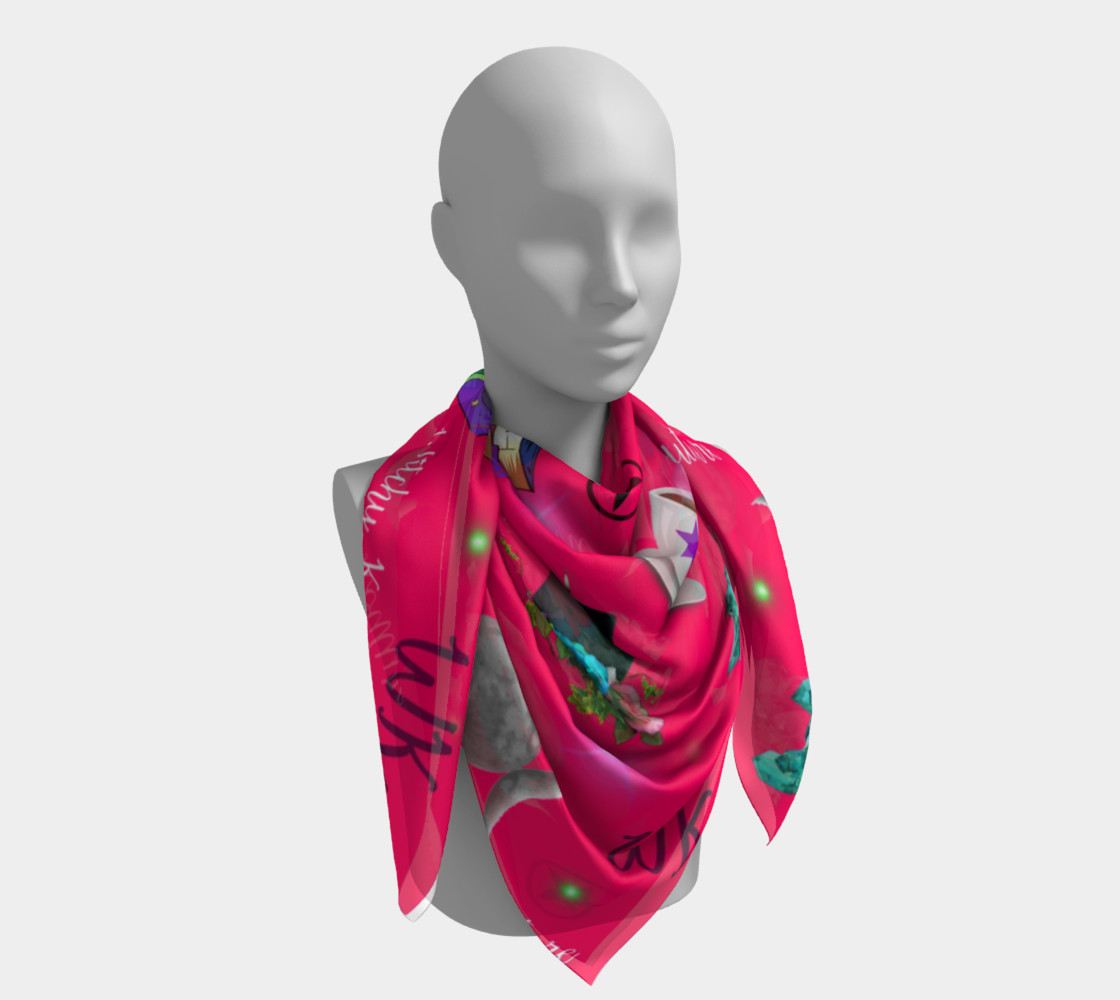 WK #ModernWitchLife Pink Print Big Square Silk Scarf preview #4