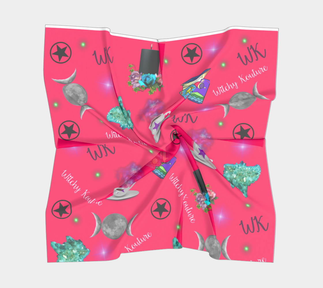 WK #ModernWitchLife Pink Print Big Square Silk Scarf preview #5