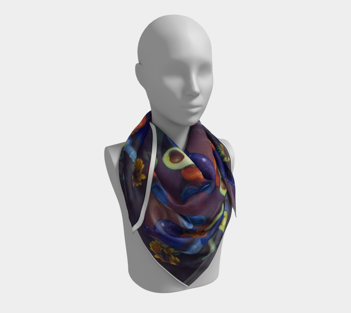 Aperçu de Avocado & Red Pepper Square Scarf #3