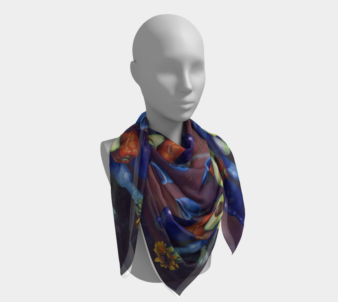 Aperçu de Avocado & Red Pepper Square Scarf #4