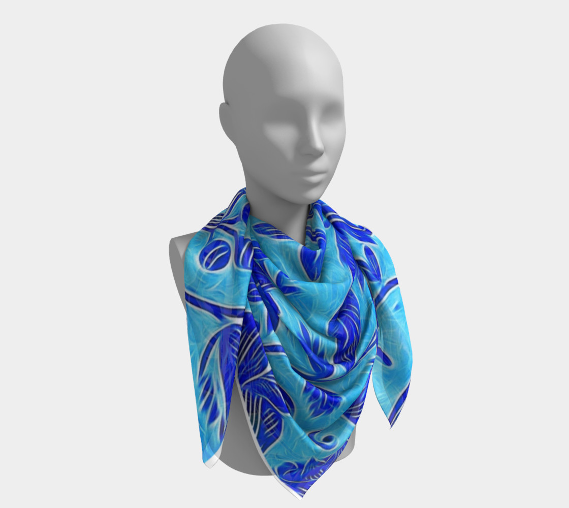 Blue Floral Scarf preview #4