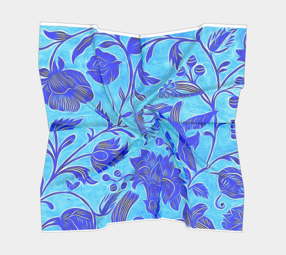 Blue Floral Scarf preview #5