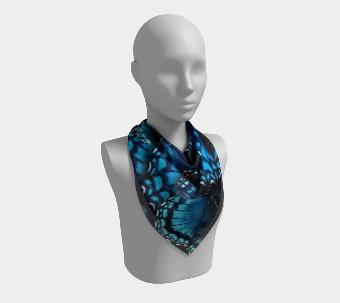 Aperçu de Mondo Blue Butterfly Big Square Scarf #2