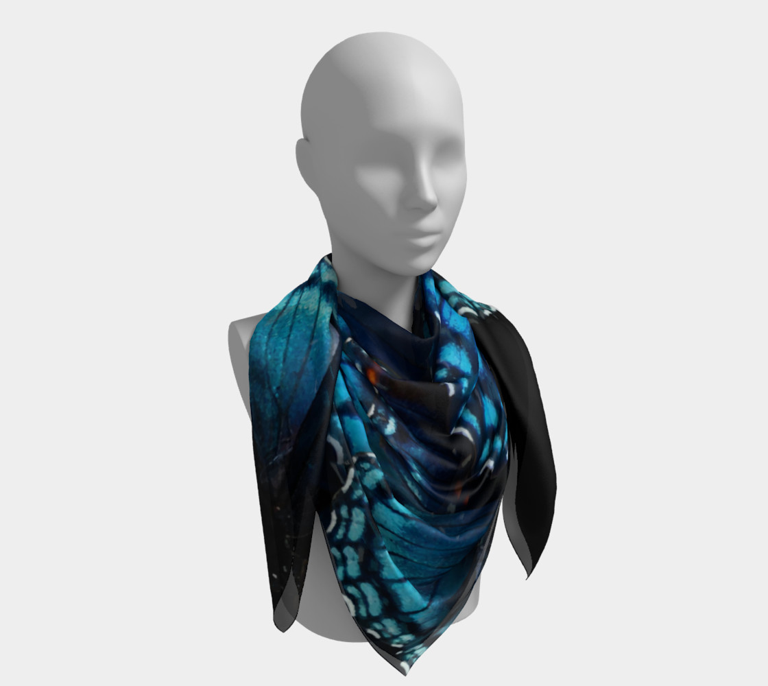 Aperçu de Mondo Blue Butterfly Big Square Scarf #4