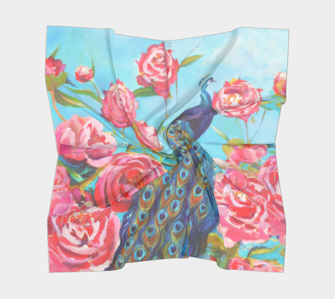 Peacock Floral Fantasy 26 x 26 Scarf preview #5