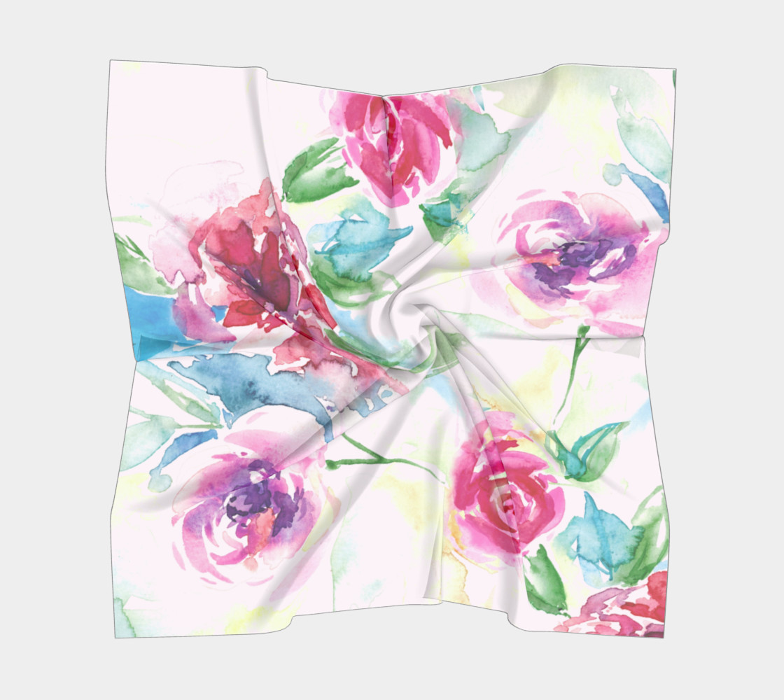 Watercolor Rose Collage square scarf thumbnail #6