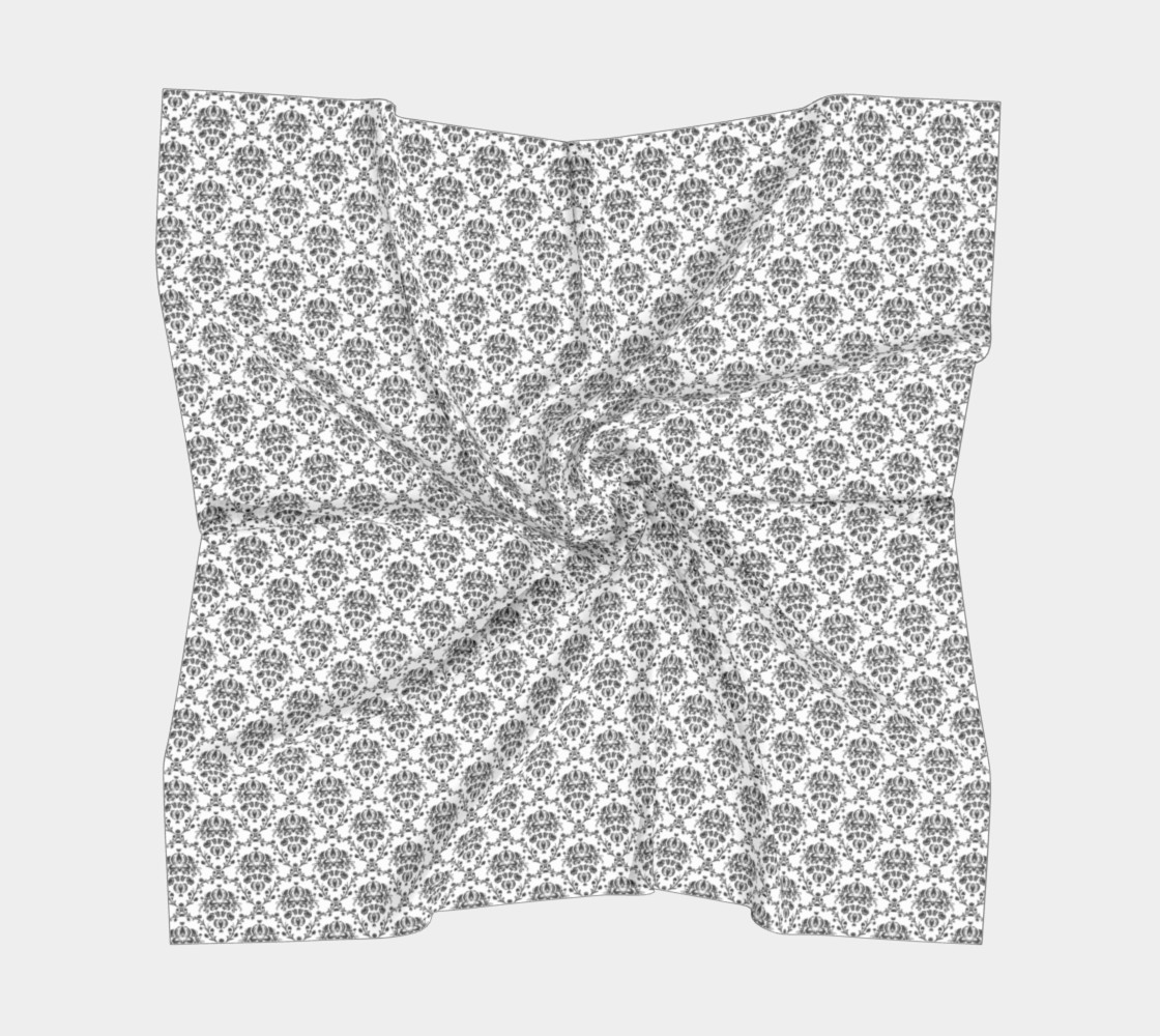 Aperçu de Black and White Damask Silk Scarf #5