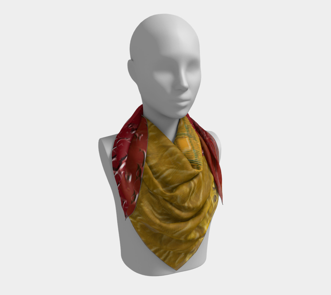 Orange and Red Patches Square Scarf 3D preview