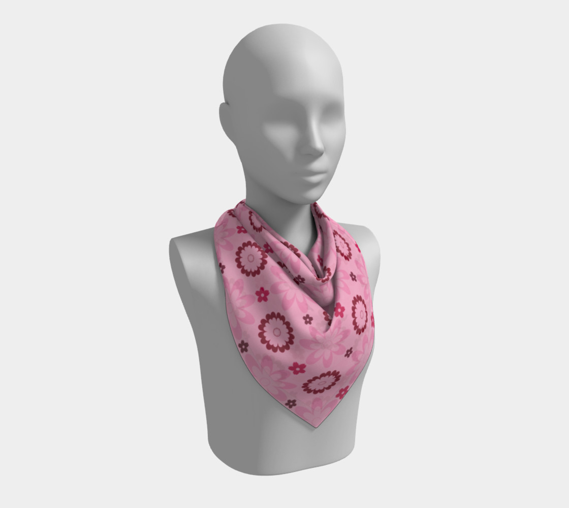 Pink Flower Delight Square Scarf Miniature #3