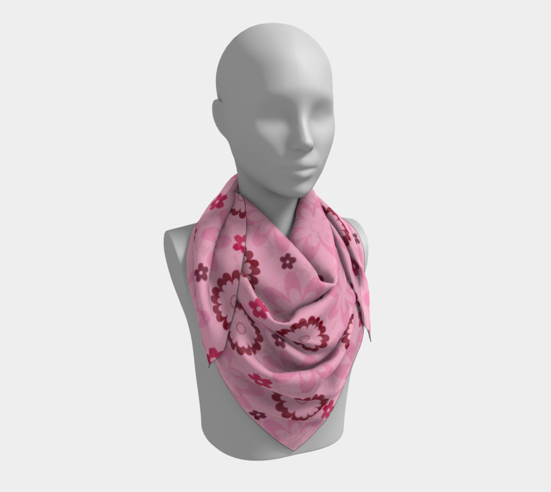 Aperçu de Pink Flower Delight Square Scarf #3