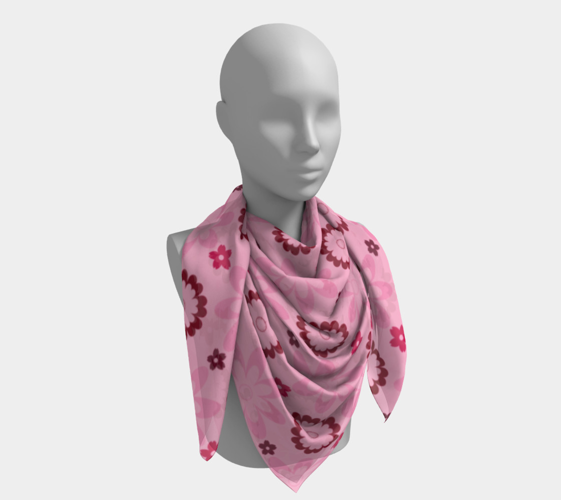 Pink Flower Delight Square Scarf Miniature #5