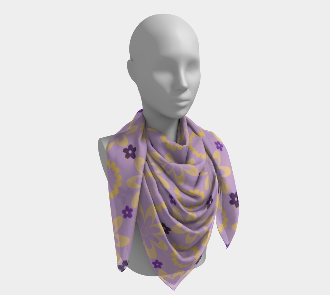 Aperçu de Orange and Purple Flower Clash Square Scarf #4