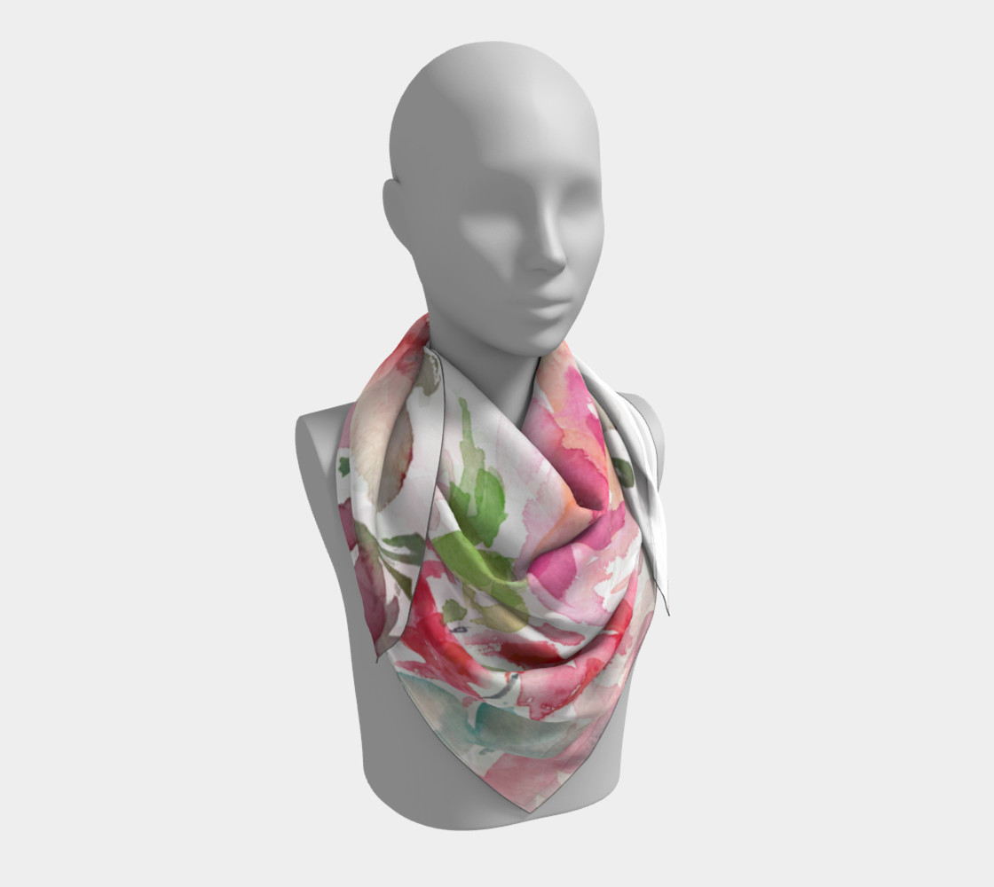 Greenery, Pale Dogwood, & Pink Yarrow Silk Scarf 3D preview