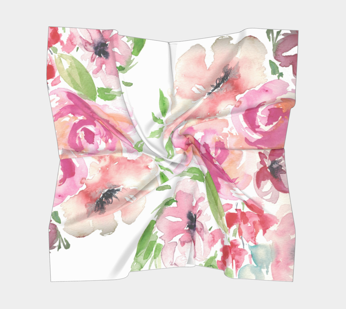Greenery, Pale Dogwood, & Pink Yarrow Silk Scarf preview #5