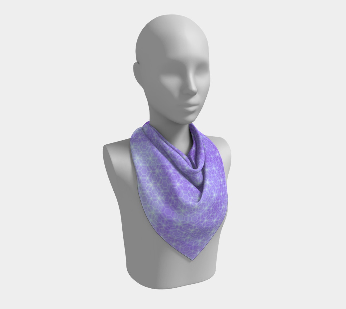 Lavender and Purple Ombre Hexagon Pattern Silk Scarf preview #2