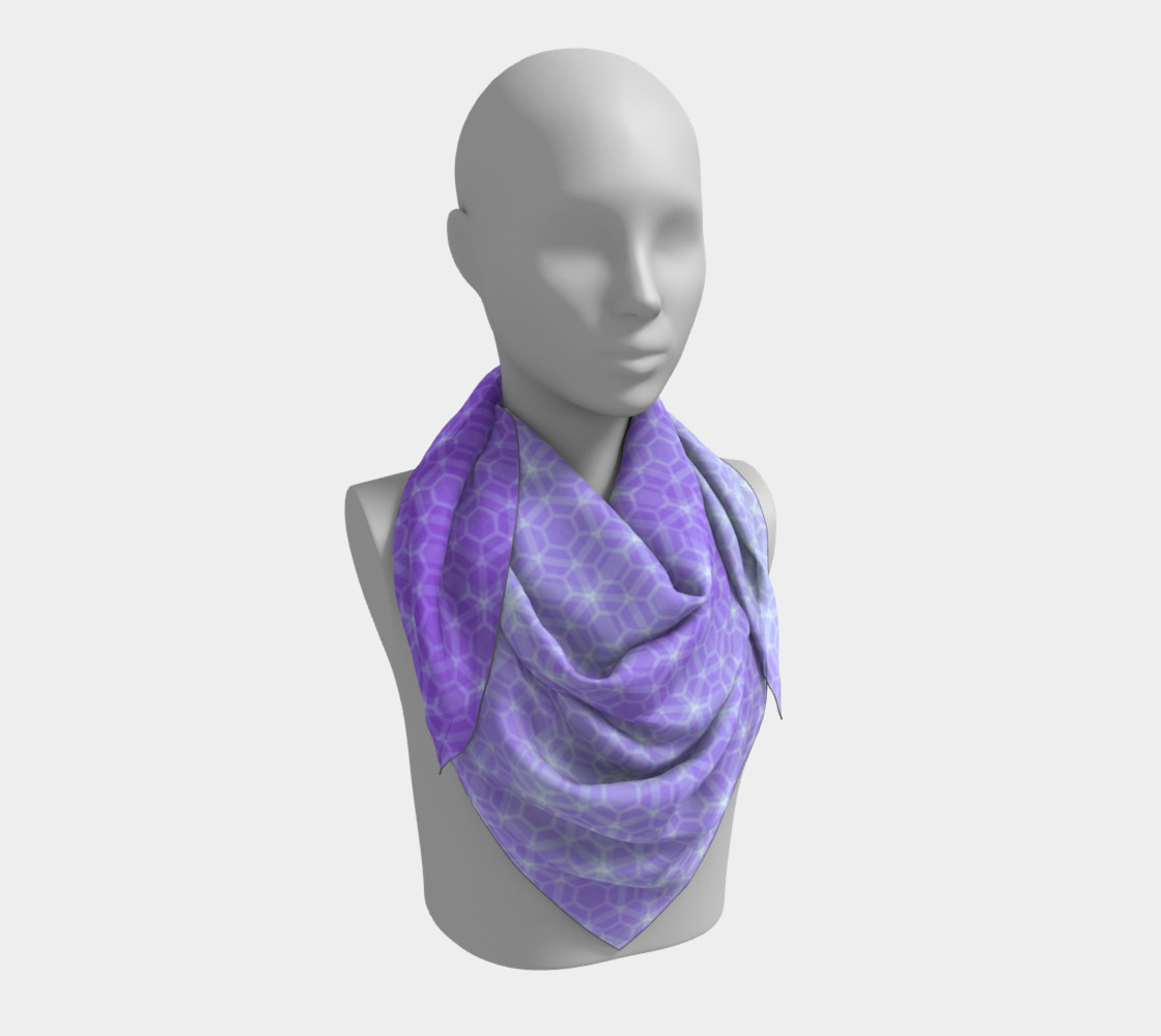 Lavender and Purple Ombre Hexagon Pattern Silk Scarf preview #3