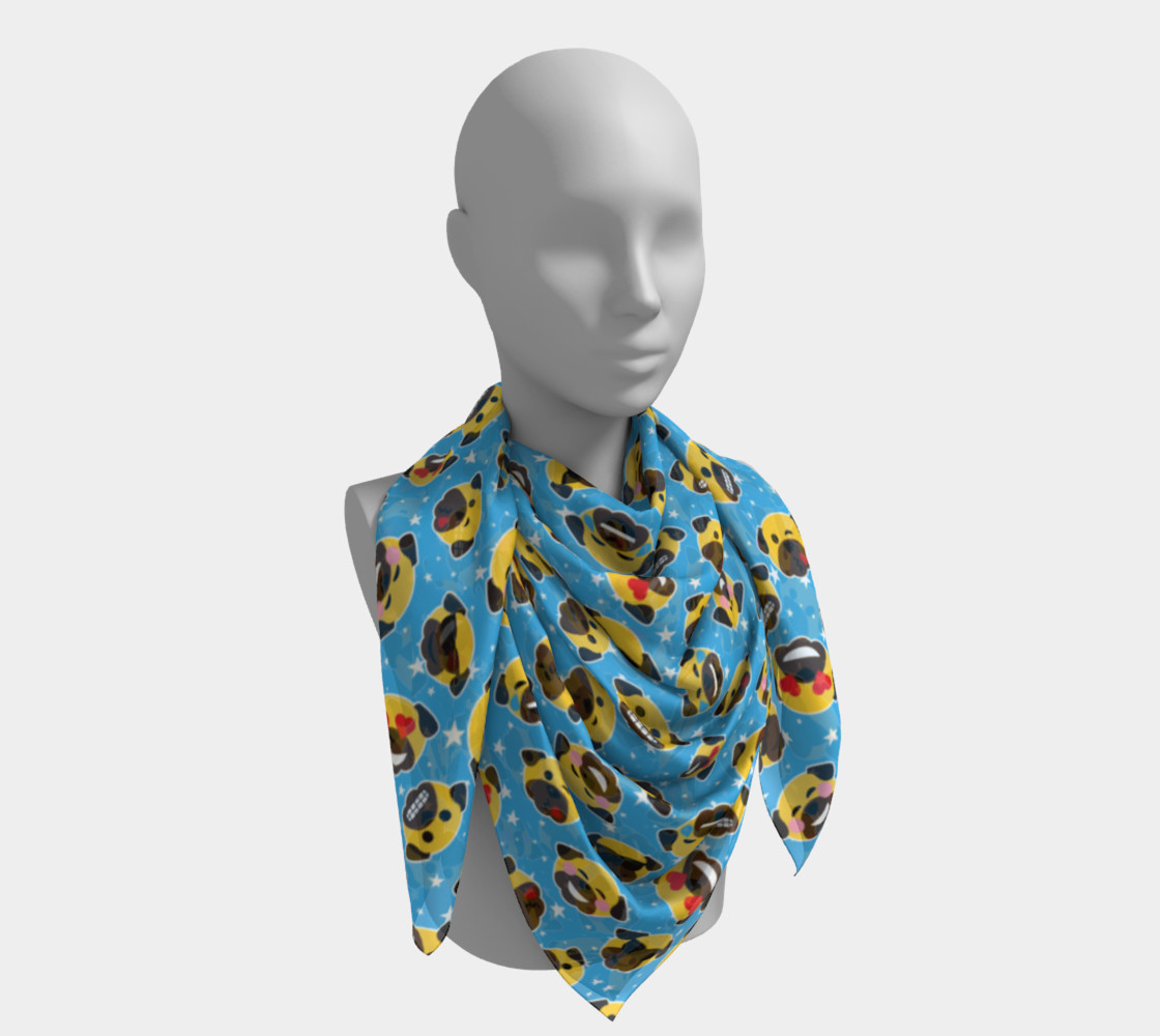 Pug Emoji Emoticon Square Scarf preview #4