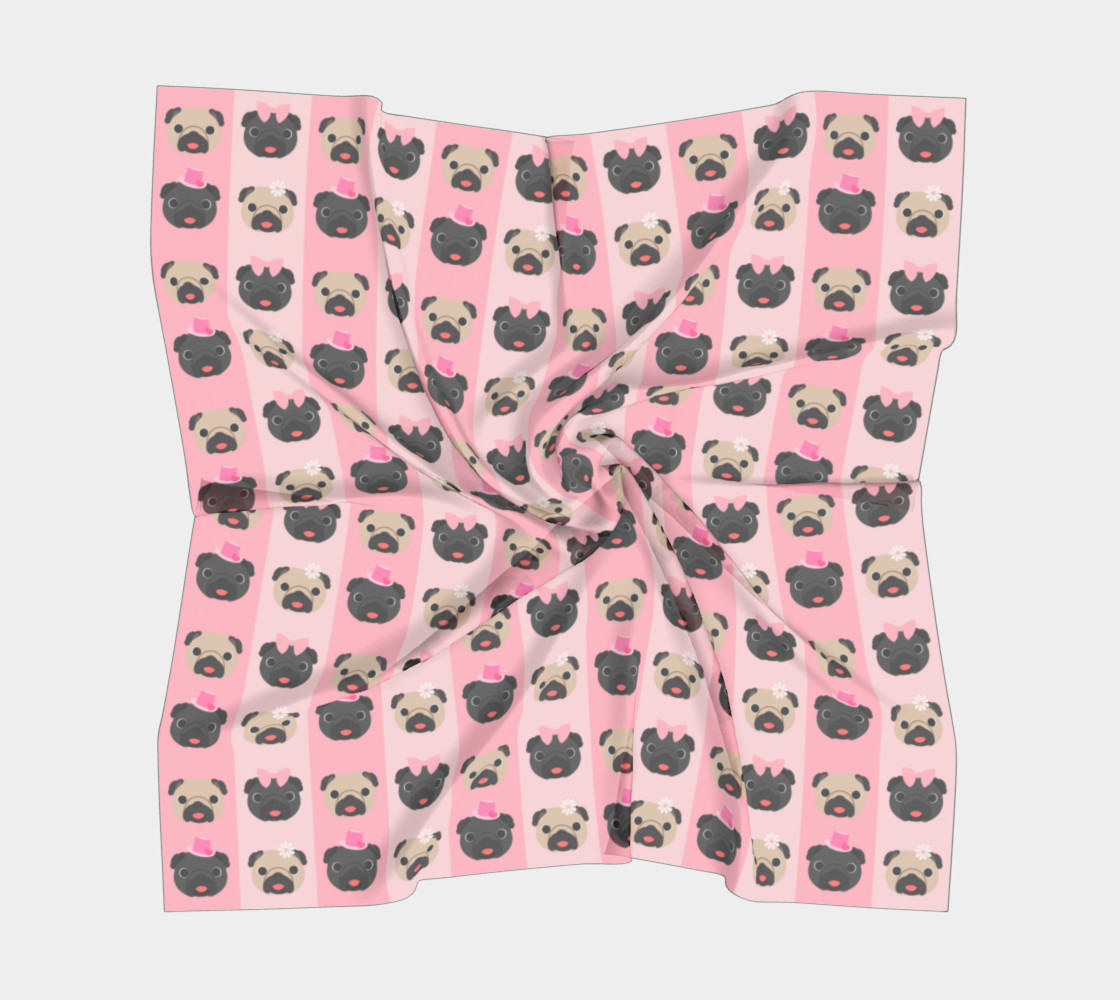 Aperçu de Black and Fawn Pugs on Pink Stripes #5