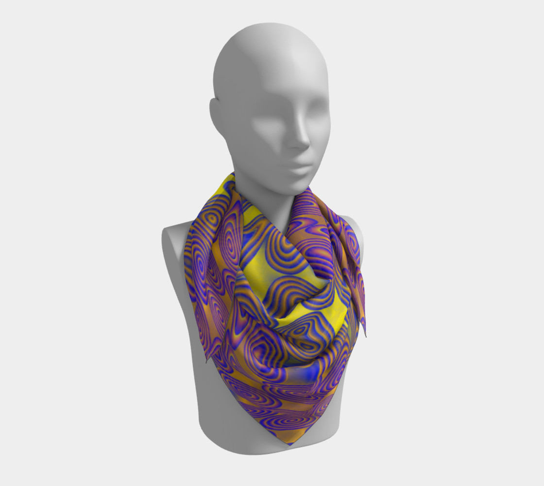 Blue and Yellow Dotted Twist Square Scarf thumbnail #4