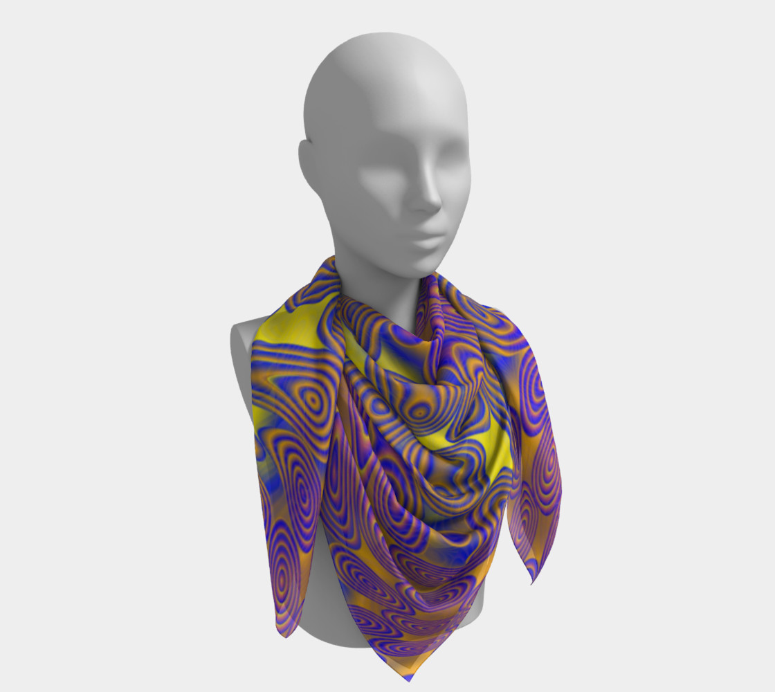 Blue and Yellow Dotted Twist Square Scarf thumbnail #5