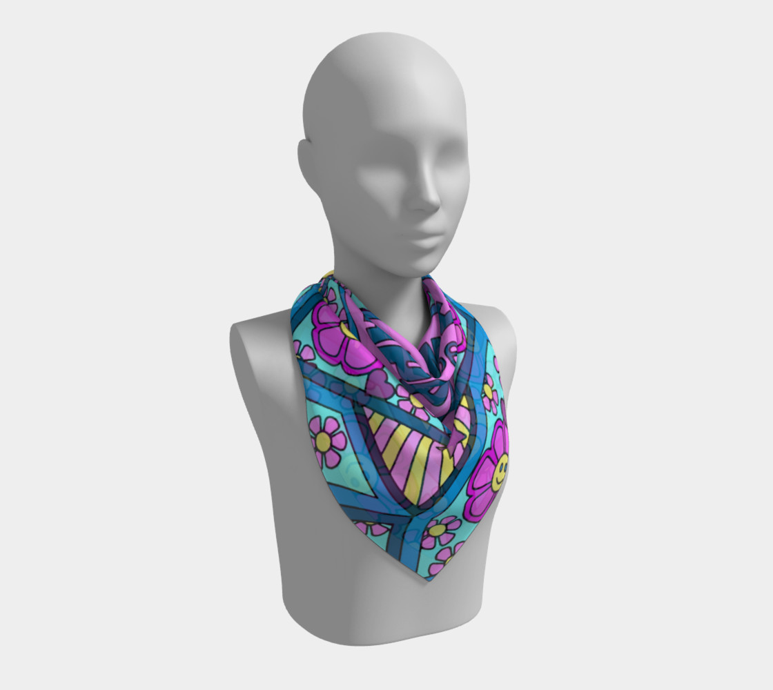 Aperçu de Smile and Be Happy 26 by 26 Silk Scarf #2