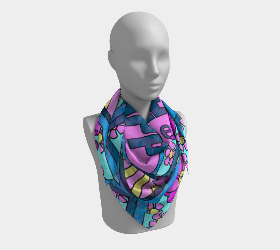 Aperçu de Smile and Be Happy 26 by 26 Silk Scarf #3