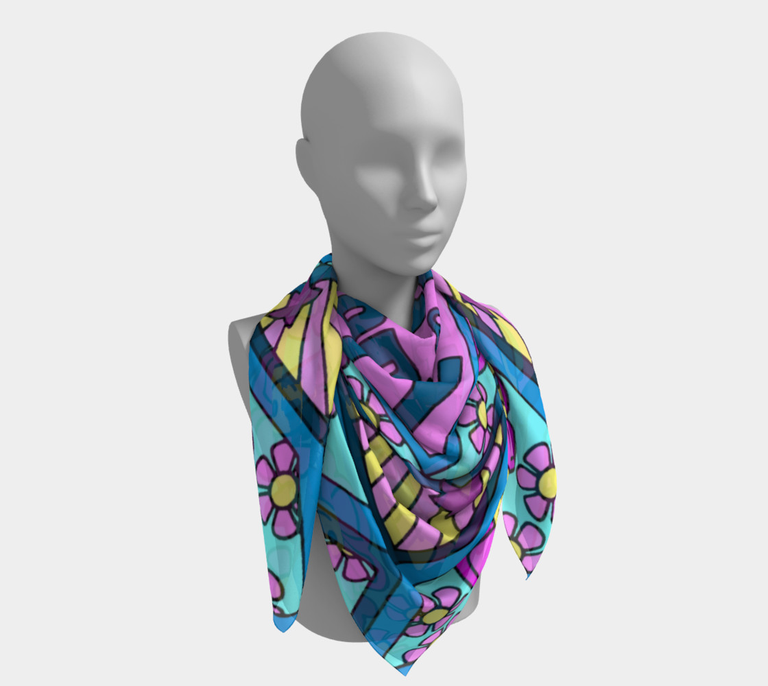 Aperçu de Smile and Be Happy 26 by 26 Silk Scarf #4