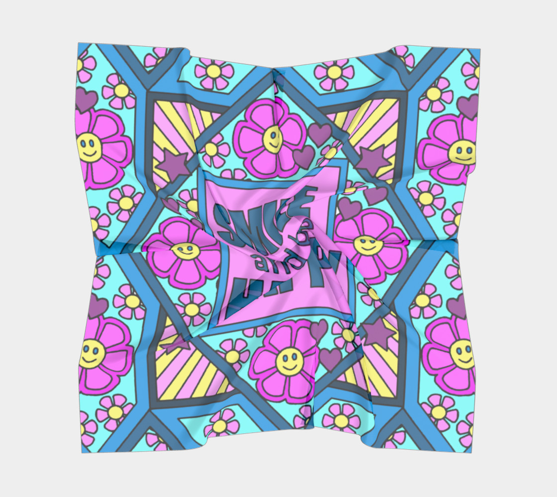 Aperçu de Smile and Be Happy 26 by 26 Silk Scarf #5