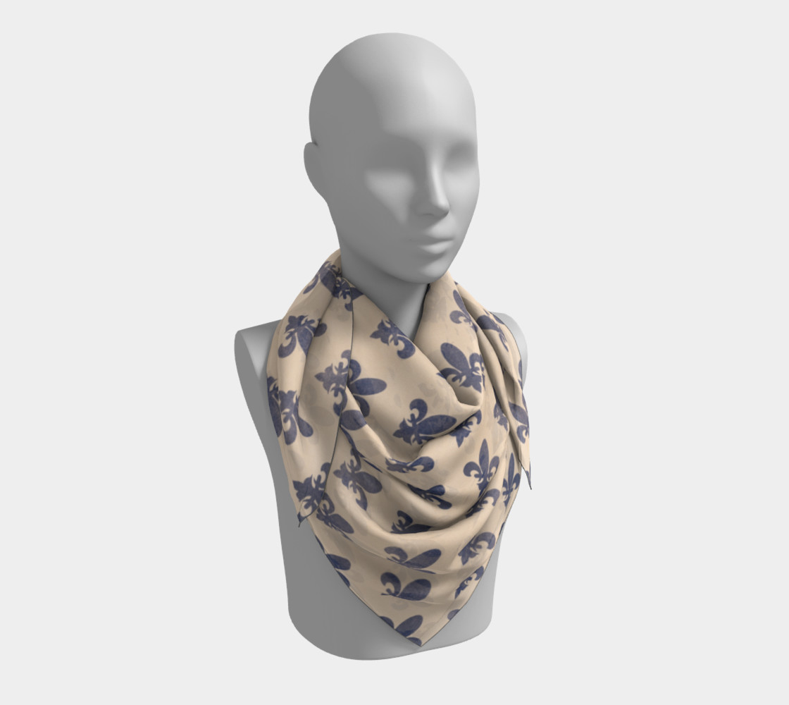 Aperçu de Vintage Blue French City Fleur De Lis Scarf #3