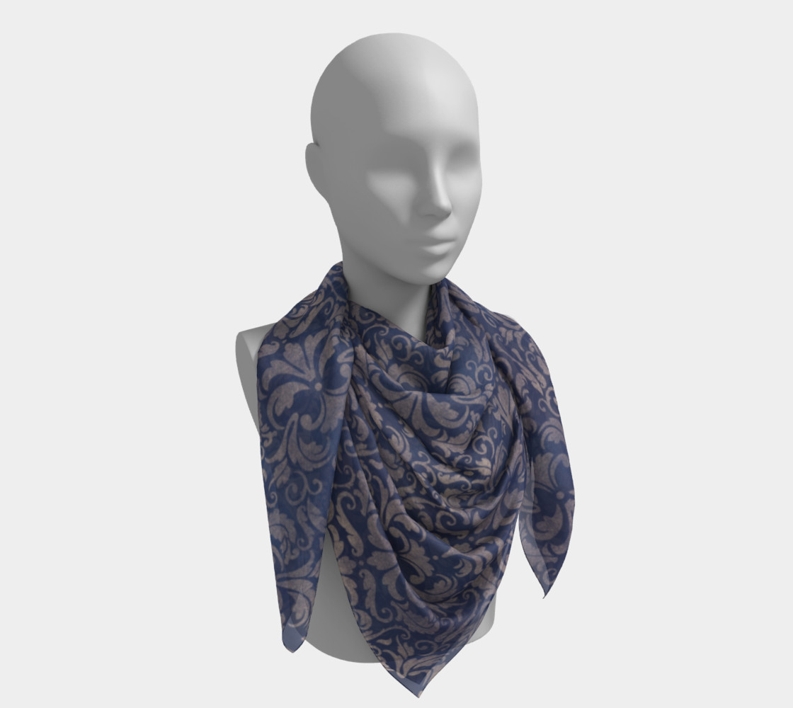 Aperçu de Royal Blue Brocade Scarf #4