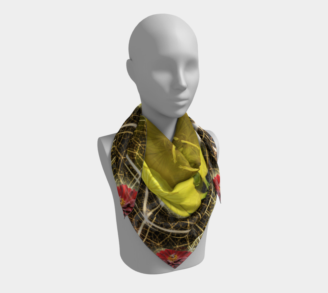 Queen Bee Mandala Silk Scarf 3D preview