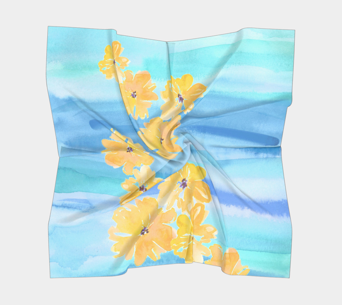 Tropical blue with yellow flowers thumbnail #6