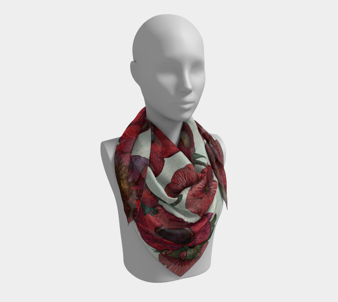 Red anemones and roses Big Square Scarf preview #3