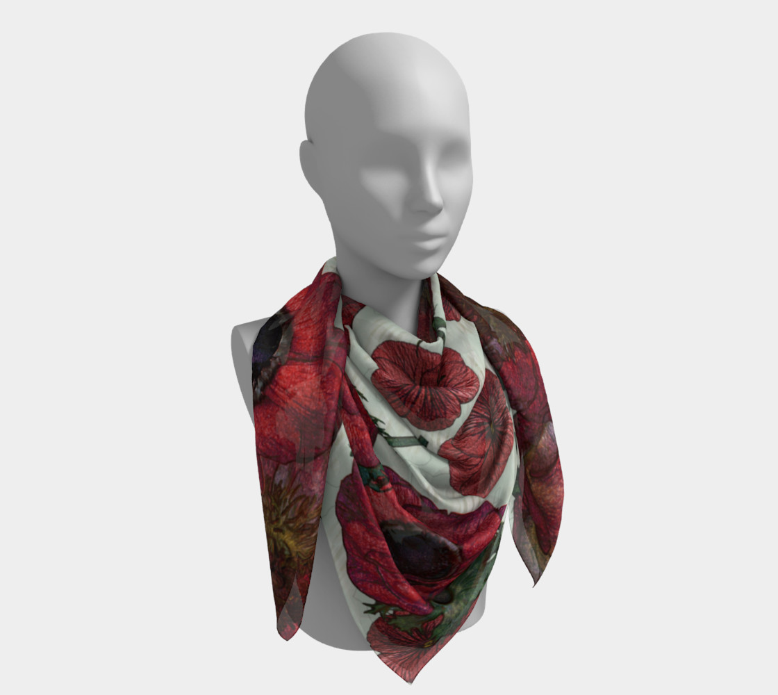 Red anemones and roses Big Square Scarf preview #4