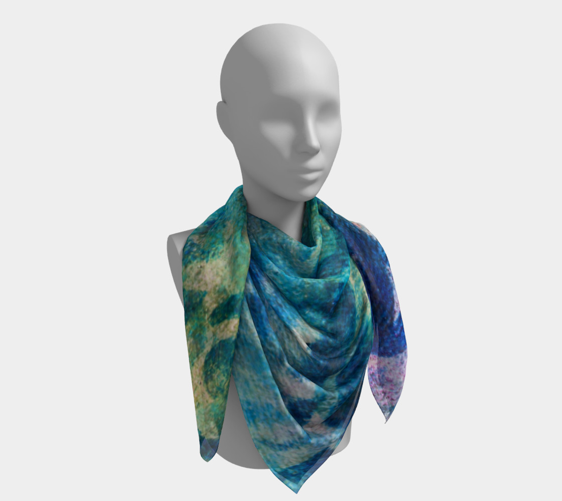 Blue Swirl Scarf 26 x 26 preview #4