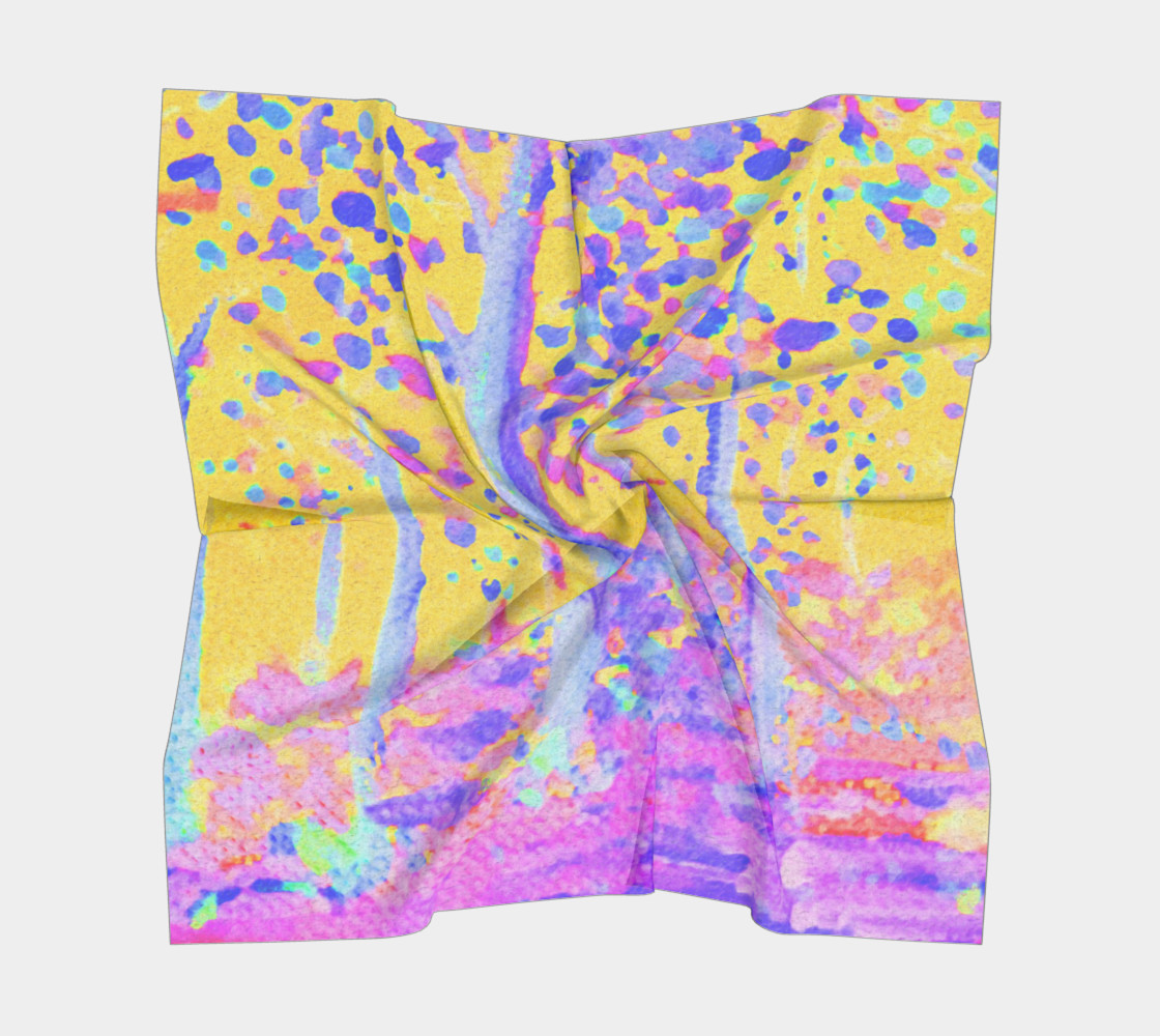 Aperçu de Yellow Magic Trees Square Scarf #5