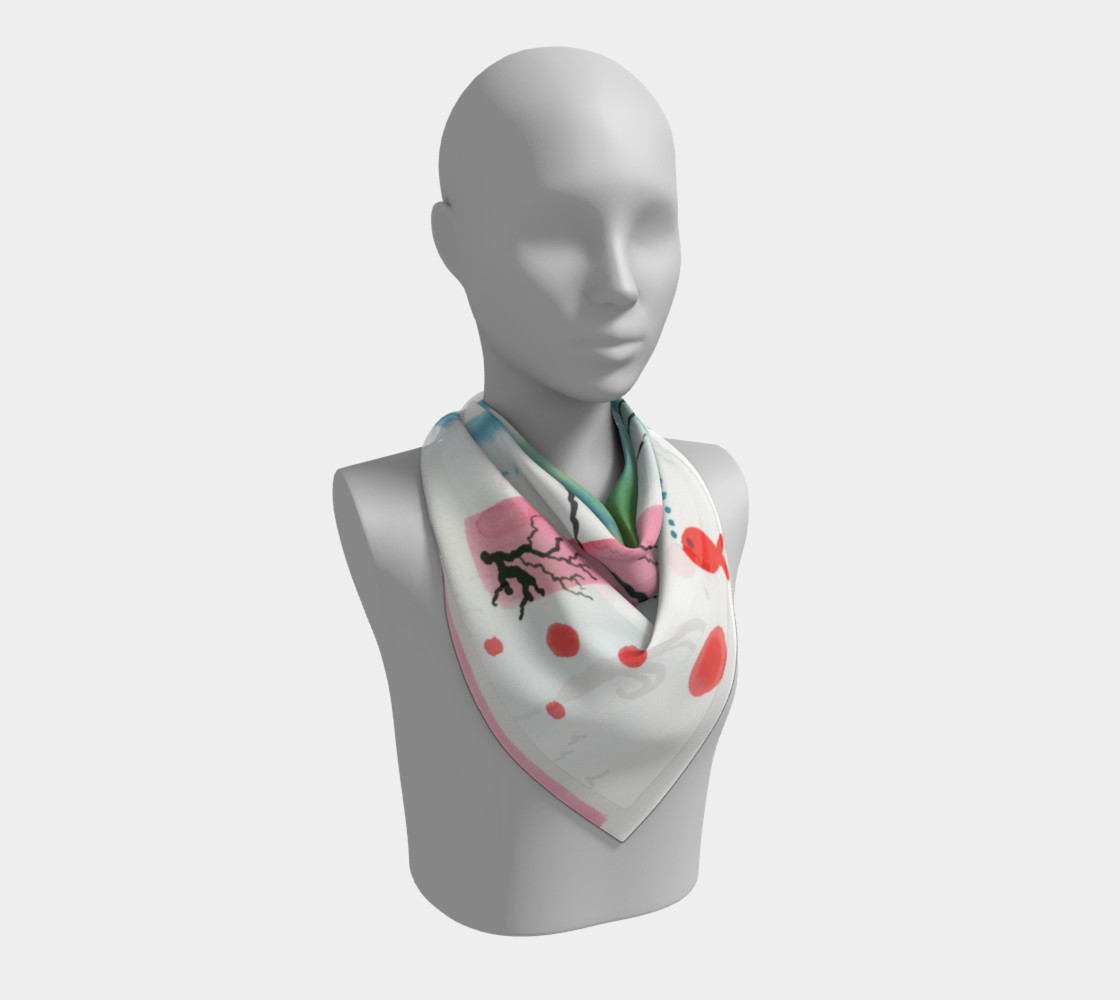 Bubble Gum Beach Watercolor Scarf preview #2