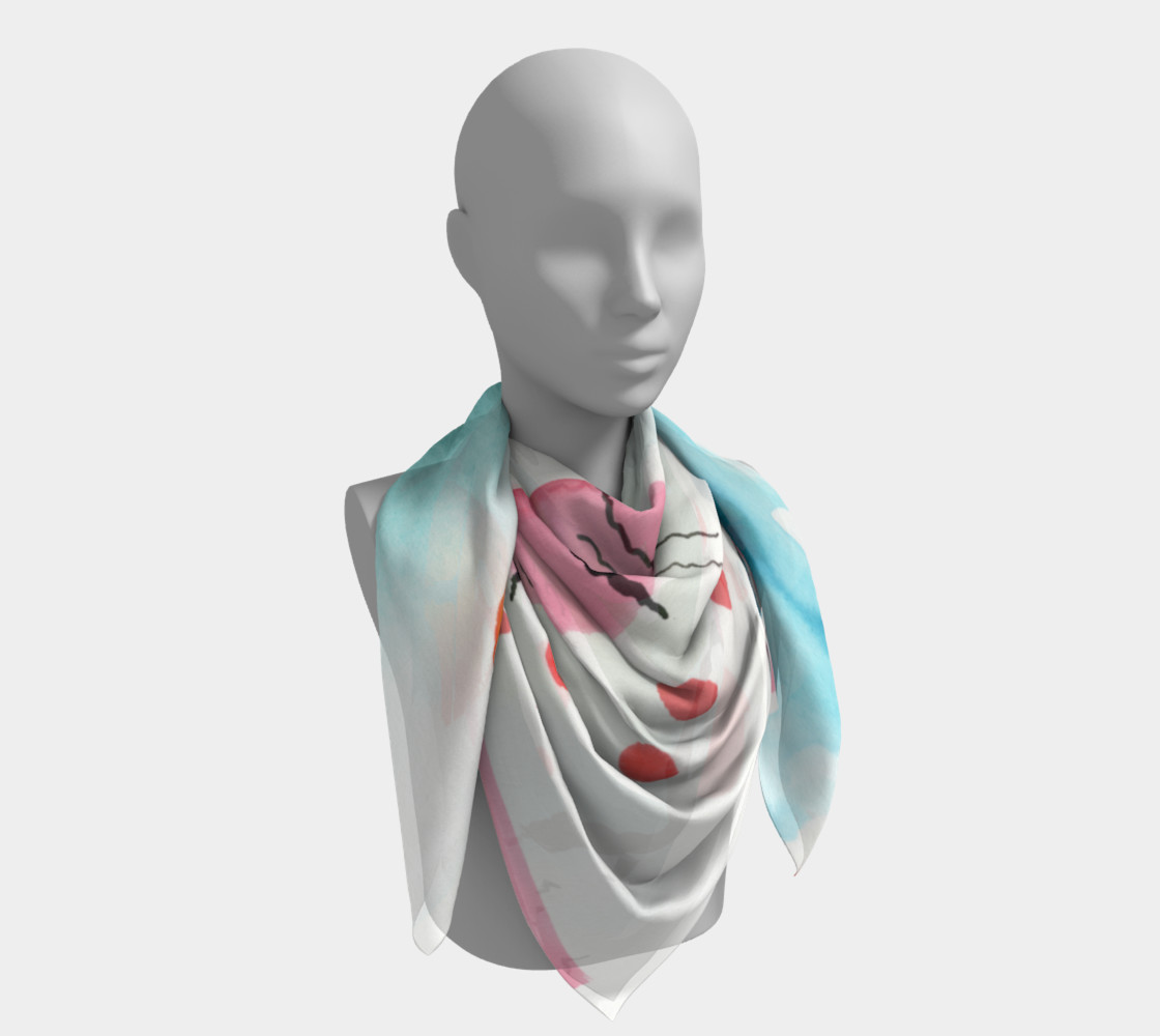 Bubble Gum Beach Watercolor Scarf preview #4