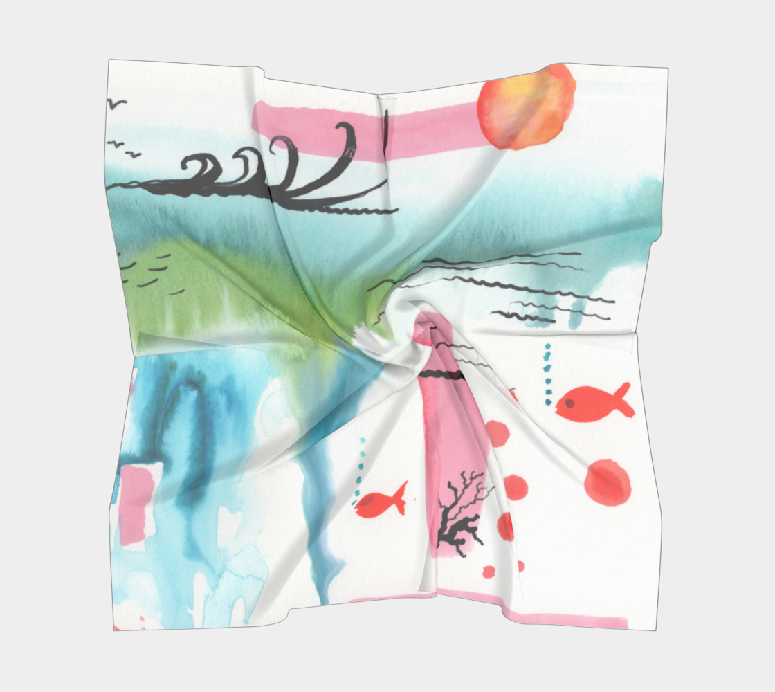 Bubble Gum Beach Watercolor Scarf preview #5