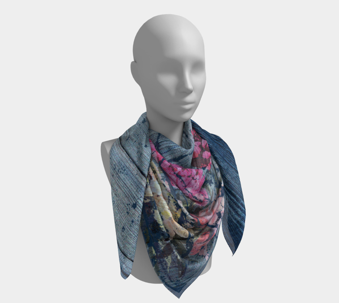 Shabby chic with painted peonies Square Scarf preview #4