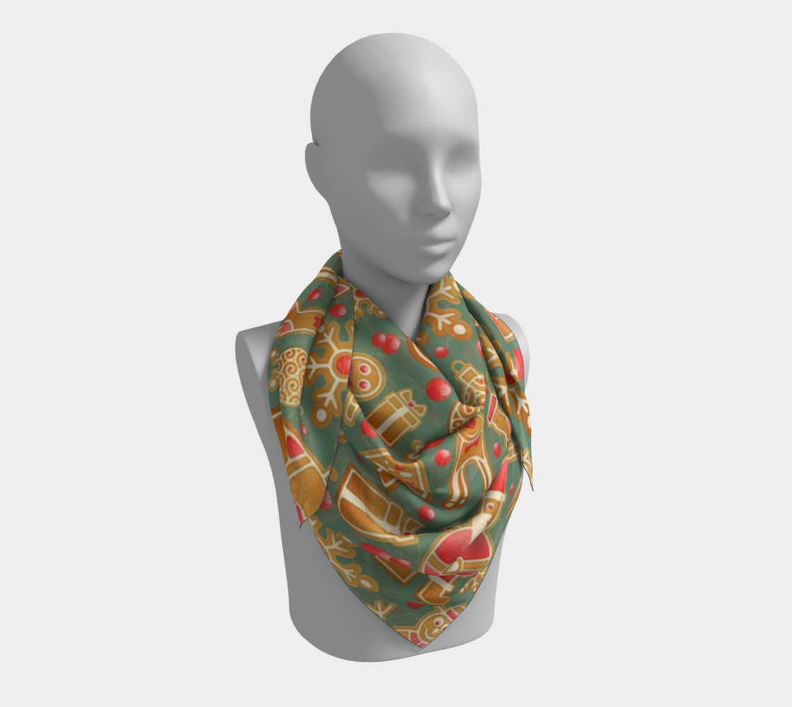 1950s Gingerbread Christmas Pattern Square Scarf preview #3