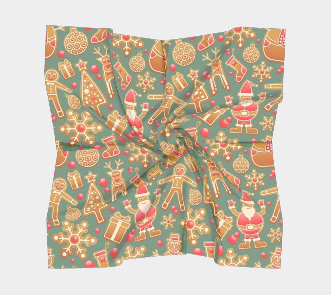 1950s Gingerbread Christmas Pattern Square Scarf preview #5